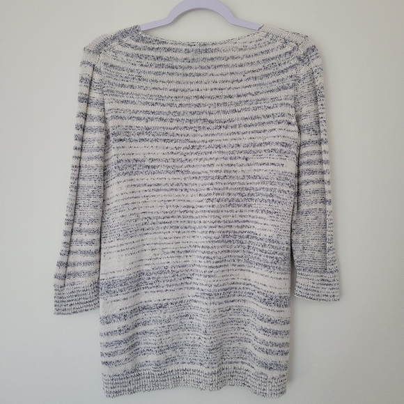 GAP Boho‎ Sprited 3/4 Sleeve Ivory Gray Cozy Comfy Cotton Knit XS - Picture 2 of 7